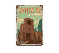 AZOLID Plaque en métal humoristique Santa Fe New Mexico - Vintage - Décoration murale - 14 x 20 cm