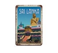 AZOLID Plaque en métal humoristique Sri Lanka pour voyage, bar, café, maison, décoration murale, cadeau, extérieur et intérieur, 14 x 20 cm