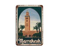 AZOLID Plaque en métal Marrakech Maroc - Décoration murale pour maison, cuisine, restaurant, club, maison, voyage, 30 x 20 cm