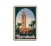 AZOLID Plaque en métal Marrakech Marrakech - Décoration murale en métal pour maison, bar, café, garage, salle de bain - 14 x 20 cm
