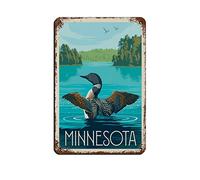 AZOLID Plaque en métal Minnesota - Style vintage - Pour bar, club, grotte - Décoration murale amusante - 30 x 43 cm