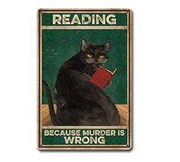 AZOLID Plaque en métal « Reading Because Murder Is Wrong » pour maison, bureau, salle de classe, salle de bain, hôtel, appartement, décoration 14 x 20 cm