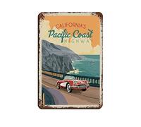 AZOLID Plaque en métal rétro avec inscription California Coast Travel Signs Bar Pub Diner Café Home Salle de bain et chambre Art 30 x 20 cm