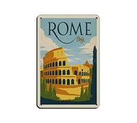AZOLID Plaque en métal rétro Italie Rome Home Kitchen Restaurant Wall Club Décoration Maison Voyage Tin Signs 30 x 20 cm