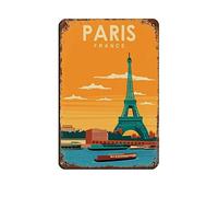 AZOLID Plaque en métal rétro Paris France Voyage Panneaux en étain Intérieur et extérieur Maison Bar Café Cuisine Décoration murale 14 x 20 cm