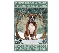AZOLID Plaque en métal rustique « Once Upon A Time There was A Girl Who Really Loved Dogs » - 14 x 20 cm