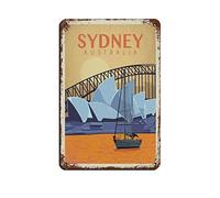 AZOLID Plaque en métal Sydney Australie Voyage en étain Signs Retro Bar Pub Diner Café Maison Salle de bain et Chambre Art 14 x 20 cm