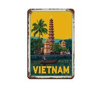 AZOLID Plaque en métal Vietnam Hanoi amusante pour voyage, bar, café, maison, décoration murale, cadeau, extérieur et intérieur, 30 x 20 cm