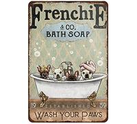 AZOLID Plaque en métal vintage - Bouledogue français - Décoration murale - 30 x 43 cm