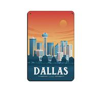 AZOLID Plaque en métal vintage Dallas Texas Travel Tin Signs Metal Poster Décoration murale Bureau Café Salle de bain Badroom 30 x 20 cm