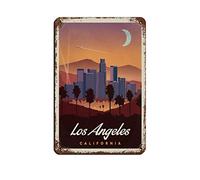 AZOLID Plaque en métal vintage Los Angeles - Décoration murale pour café, bar, pub, maison - 14 x 20 cm