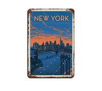 AZOLID Plaque en métal vintage New York City of Dreams - Décoration murale pour bureau, café, salle de bain, chambre à coucher - 30 x 20 cm