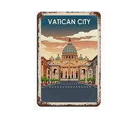 AZOLID Plaque en métal vintage vintage Vatican City Voyage Signs Vintage Funny Home Kitchen Bar Club Cave Art mural Décoration rustique 14 x 20 cm