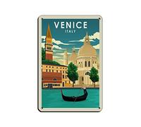 AZOLID Plaque en métal vintage vintage Venise Italie Voyage Signs Vintage Funny Home Kitchen Bar Club Cave Décoration murale rustique 30 x 20 cm