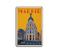 AZOLID Plaque métallique en étain style métropole de l'Espagne de Madrid - Décoration murale amusante - 30 x 20 cm