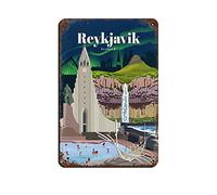 AZOLID Plaque métallique humoristique en métal Iceland Reykjavík - Pour bar, café, maison, chambre - Décoration murale - Cadeau extérieur et intérieur - 30 x 20 cm