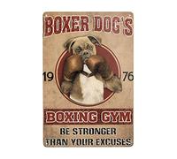 AZOLID Plaque vintage en étain avec inscription « Boxer Dog Boxing Gym Be Stronger Than Your Excuses » - Décoration murale pour la maison, la cuisine, le bar, la salle de bain, le club, la grotte -