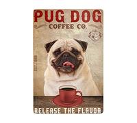 AZOLID Plaque vintage en étain avec inscription « Carlin Dog Coffee Co. Realese The Flavor » - Décoration murale pour la maison, la cuisine, le bar, la salle de bain, le club, la grotte - 14 x 20 cm