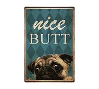 AZOLID Plaque vintage en étain avec inscription « Nice Butt » - Décoration murale - 14 x 20 cm