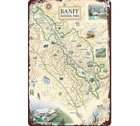 AZOLID Plaque vintage en étain - Carte des parcs nationaux du Canada - Décoration murale pour café, bar, pub, maison - 30 x 20 cm