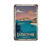 AZOLID Plaque vintage en étain Dubrovnik Croatie - Décoration murale pour café, bar, pub, maison - 14 x 20 cm
