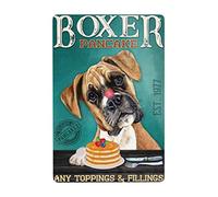 AZOLID Plaque vintage en étain - Motif chien boxer - Décoration rétro - Pour la maison, la cuisine, le bar, la salle de bain, le club - 30 x 20 cm