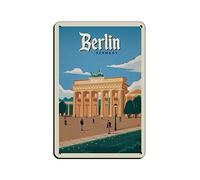 AZOLID Plaque vintage en métal avec inscription « Berlin Brandebourg » - Pour bar, club, cave - Décoration murale rustique - 14 x 20 cm