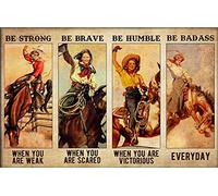 AZOLID Plaque vintage en métal avec inscription « Cowgirl Rodeo Be Badass Everyday » - Décoration murale rustique - 30 x 20 cm