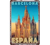 AZOLID Plaque vintage en métal Barcelona Espana - Décoration murale pour café, bar, pub, maison - 30 x 20 cm