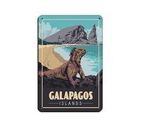 AZOLID Plaque vintage en métal - Îles Galapagos - Décoration murale pour bureau, café, salle de bain, chambre à coucher - 14 x 20 cm