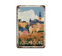 AZOLID Plaque vintage en métal Luxembourg - Décoration murale pour café, bar, pub, maison - 14 x 20 cm