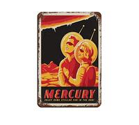 AZOLID Plaque vintage en métal Mercury Stellar Fun In The Sun - Décoration murale pour la maison, la cuisine, le bar, le club, la grotte - Cadeau amusant - 14 x 20 cm