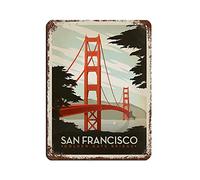AZOLID Plaque vintage en métal - San Francisco Golden Gate Bridge - Décoration murale pour bureau, café, salle de bain, chambre à coucher - 14 x 20 cm