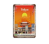 AZOLID Plaque vintage en métal Tokyo Japon - Décoration murale amusante - 30 x 20 cm