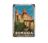 AZOLID Signes en étain amusants en forme de roumanie - Pour bar, pub, dîner, café, maison, salle de bain et chambre - 30 x 20 cm