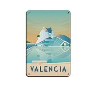 AZOLID Signes en métal Valencia drôles de voyage en étain pour bar, café, maison, chambre, décoration murale, cadeau extérieur et intérieur 14 x 20 cm