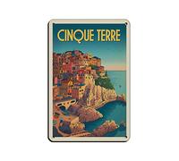 AZOLID Signes métalliques rétro Italie Cinque Terre Décoration murale intérieure et extérieure 14 x 20 cm