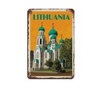 AZOLID Signes vintage en métal Lituanie - Décoration murale pour café, bar, pub, maison - 14 x 20 cm