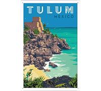 AZOLID Tulum Mexico Panneau métallique humoristique en étain de voyage pour bar, café, maison, chambre, décoration murale, cadeau extérieur et intérieur 14 x 20 cm