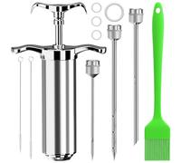 AZOMKER Seringue Alimentaire Cuisine 60ml avec 3 Aiguilles, Seringue pour Viande, Injecteur de Marinade, Seringue à Marinade pour Viande/BBQ/Steak/Porc/Poulet/Dinde