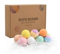 Azonelife 12 PCS Coffret Cadeau Boules de Bain, Bombes de Bain Moussant aux Huiles Essentielles Naturels Fait à la Main SPA Bubble Fizzies pour Femme Fille Enfants(12x70g)