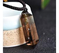 AZOOB Collier avec pendentif en quartz fumé brut et cristal naturel rugueux Reiki avec pointe hexagonale Erteyin
