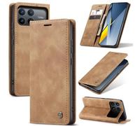 Azororo Coque pour Xiaomi Poco F8 Pro 5G Premium Housse Cuir Protection Pochette Rabat Portefeuille Flip Case Porte Magnétique Coque Étui pour Xiaomi Poco F8 Pro, Brun