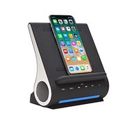 Azpen Innovation Dockall D100 - Chargeur sans Fil Qi, Haut-parleurs Bluetooth Premium, Station d'accueil avec Appel Mains Libres Micro intégré, Station 3 en 1 pour iPhone et Samsung (Gris Brillant)