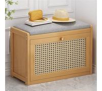 AZQOHMIS Banc de Rangement à Chaussures avec Coussin et Tiroirs Rabattables pour Une Entrée Bien Organisée