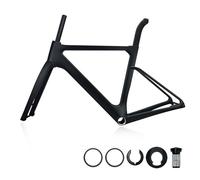 AZQOHMIS Cadre de vélo de Route 700C, Jantes en Fibre de Carbone, Freins à Disque, axe traversant/QR, Passage de câbles Interne, pneus jusqu'à 28C (Freins à Disque, 56 cm).