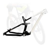 AZQOHMIS Cadre de VTT Enduro Tout Suspendu 27,5/29 Pouces, Cadre à Freins à Disque 15,5"/17"/18", Cadre Semi-Rigide DH/AM, axe traversant Boost 12 x 148 mm (Noir et Blanc, 29 x 17 Pouces)