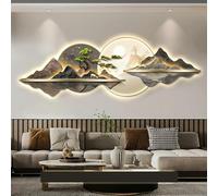 AZQOHMIS Décoration Murale 3D Lumineuse avec éclairage LED, Tableau Lumineux Moderne représentant Un Arbre et Une Montagne, idéal pour l'entrée ou Le Salon (30 x 90 cm).