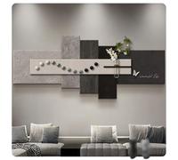 AZQOHMIS Décoration Murale Horizontale, Composition en grès à Deux Niveaux avec Vase et sphères 3D, Grande œuvre d'art pour Salon, Salle à Manger et hôtel (Noir, 120 x 50 cm)