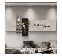 AZQOHMIS Décoration Murale Horizontale, Composition en grès à Deux Niveaux avec Vase et sphères 3D, Grande œuvre d'art pour Salon, Salle à Manger et hôtel (Gris, 120 x 50 cm)